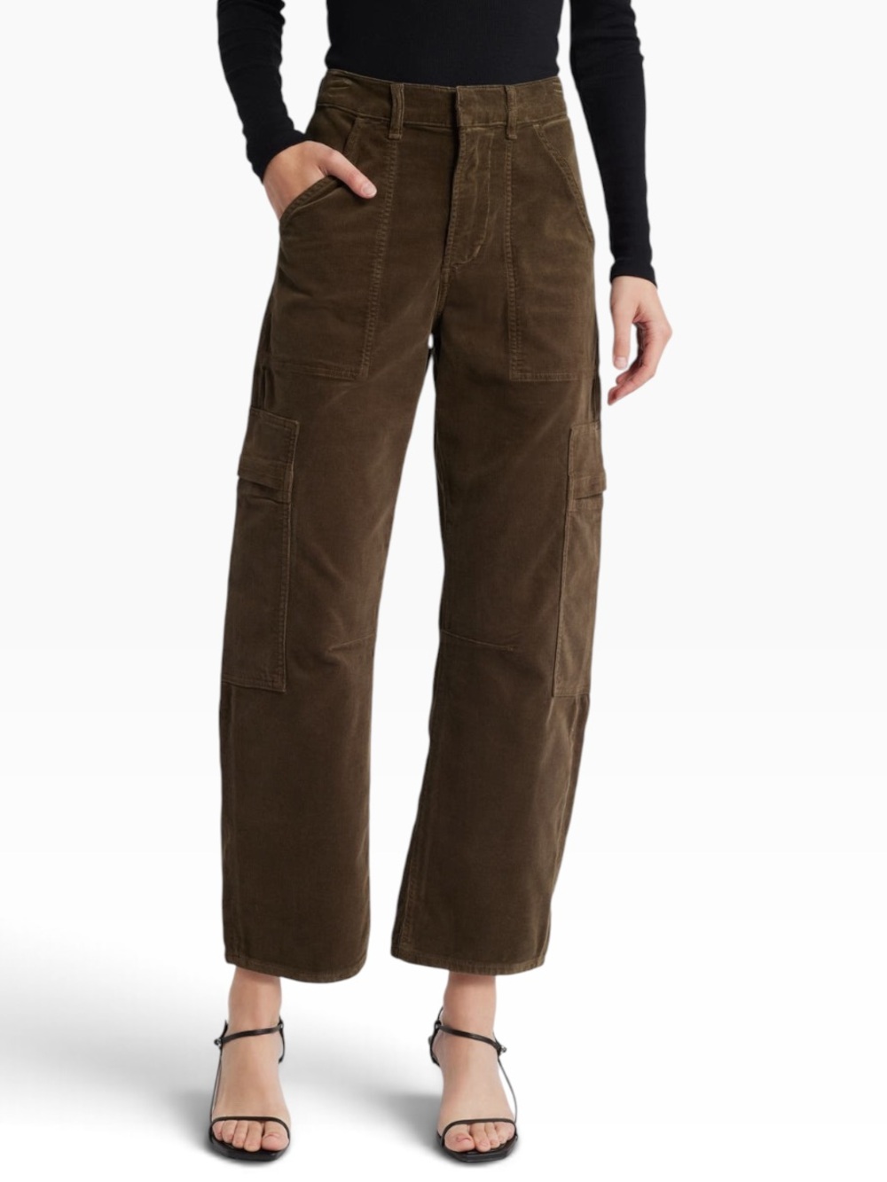 CITIZENS of HUMANITY Marcelle stretch corduroy cargo barrel military olive 31